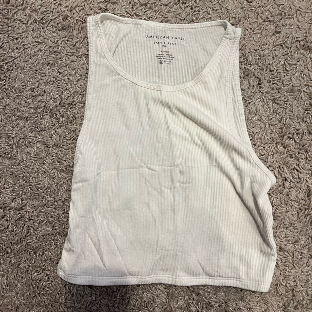 AE ribbed high neck crop tank